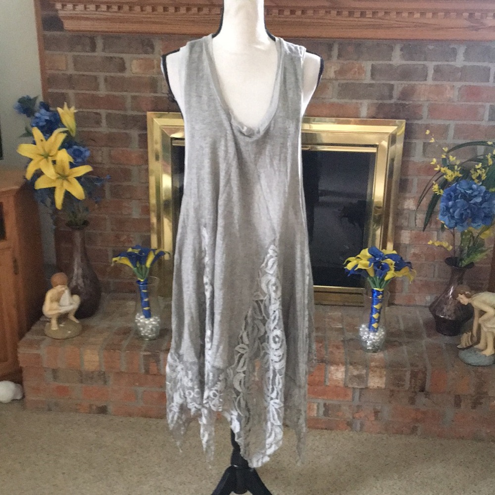 Aziza by Biz Gray Size Large Oversize Tunic/Dress